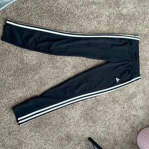 black and white adidas soccer pants